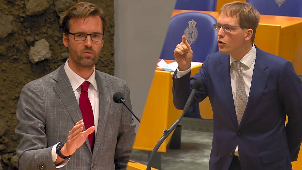 Beeld uit video: Van Houwelingen bedreigt collega-Kamerlid Sjoerdsma met 'tribunalen'