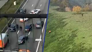 Belgische politie zet achtervolging te voet voort in berm langs snelweg