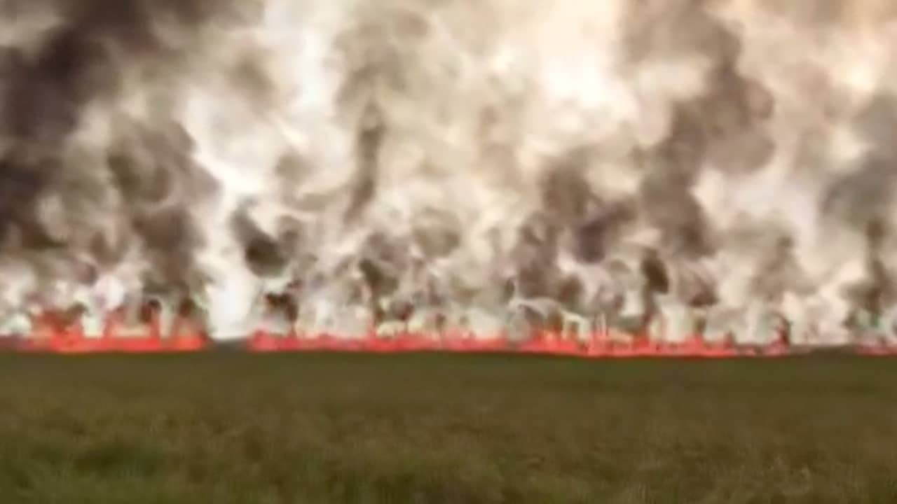 Beeld uit video: Agent filmt 'muur van vuur' bij natuurbrand in Florida