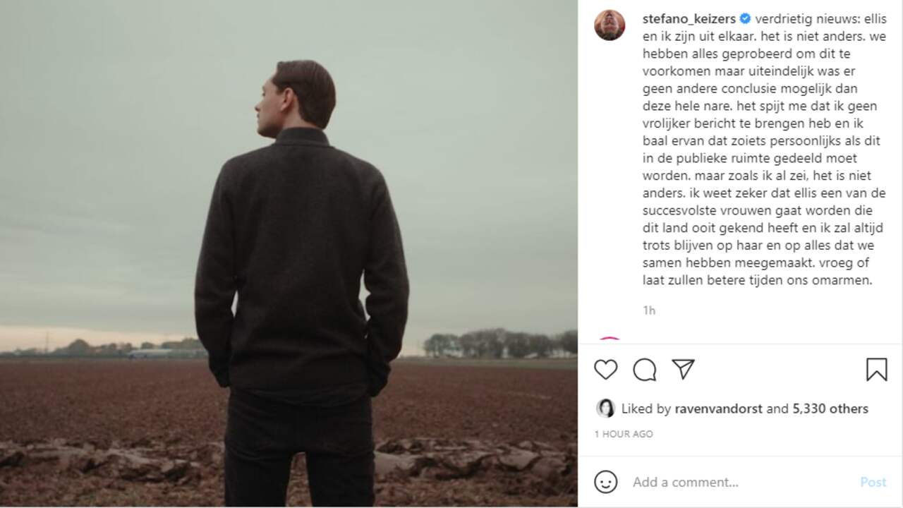 Stefano Keizers deelt het nieuws met zijn volgers. (Foto: Instagram/Stefano Keizers)