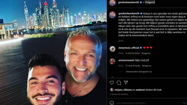 Het bericht dat Gordon woensdagmiddag op Instagram deelde.