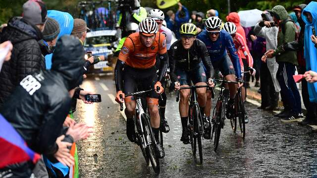 Mathieu van der Poel debuteerde in 2019 bij de WK op de weg. Hij werd onder zware omstandigheden 43e in Harrogate.