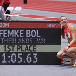 Femke Bol opent indoorseizoen met wereldrecord op 500 meter in Boston
