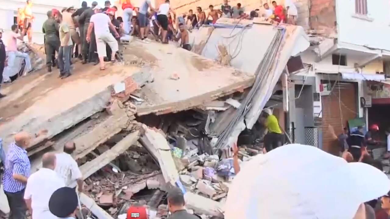 Chaos in Marokko na instorten gebouw