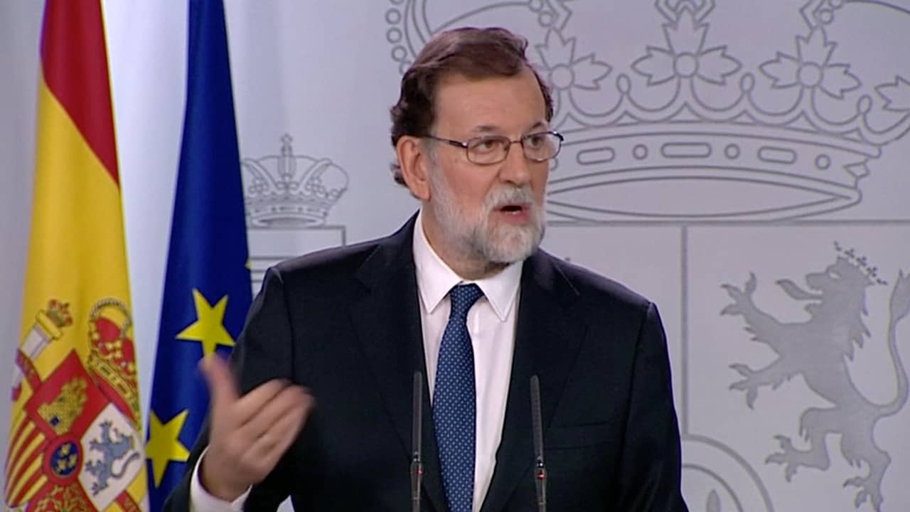 Beeld uit video: Premier Rajoy kondigt overname bestuur Catalonië aan
