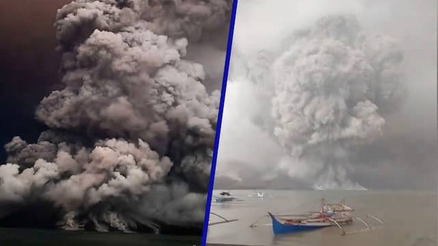 Bliksem, lava en veel as: vulkaan in Indonesië barst weer uit