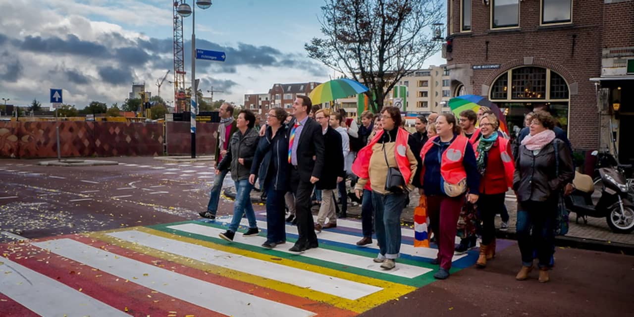 Gemeente Leiden doet aangifte van vernieling regenboogzebrapad