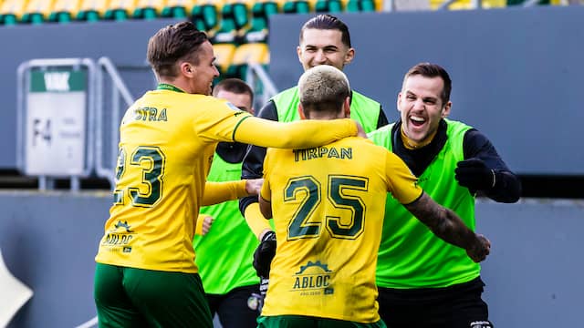 Vreugde bij Fortuna Sittard na de 1-1.