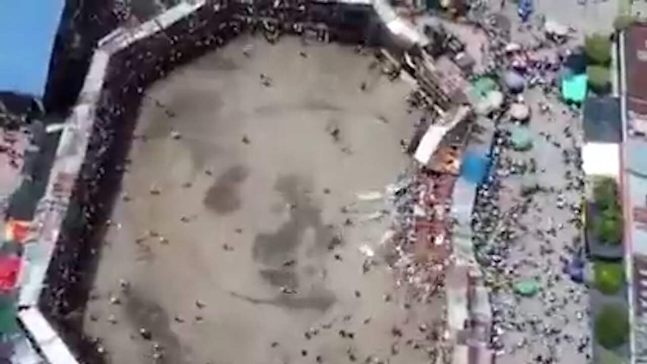 Beeld uit video: Drama in Colombia na instorten tribune tijdens stierenvechten