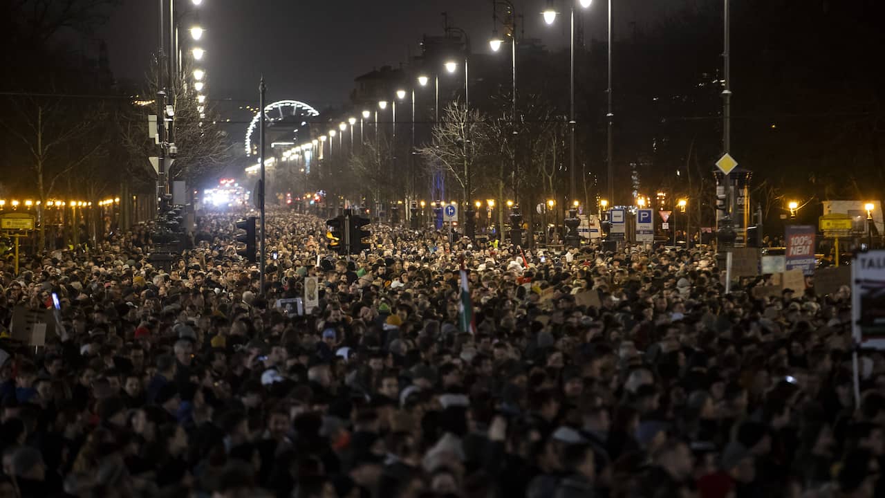 Tens of thousands of Hungarians demonstrate for change after the president's resignation  outside