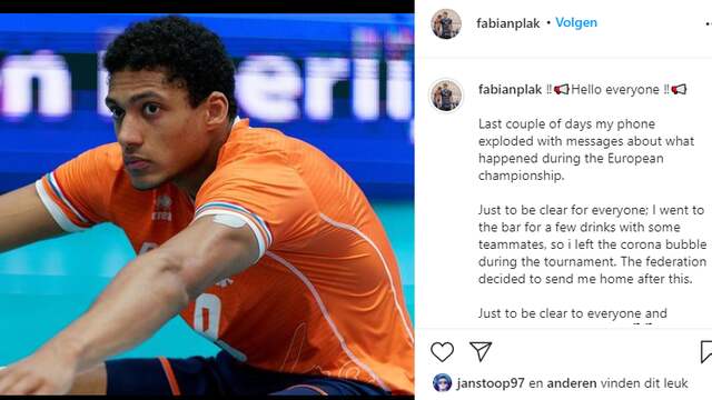 Het Instagram-bericht van Fabian Plak.
