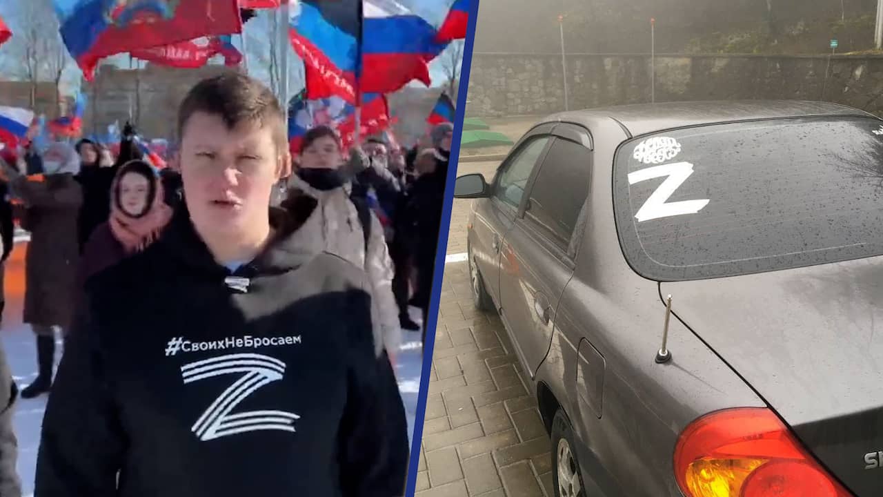 Beeld uit video: Teken van Russisch nationalisme rukt op: hier is het Z-symbool te zien