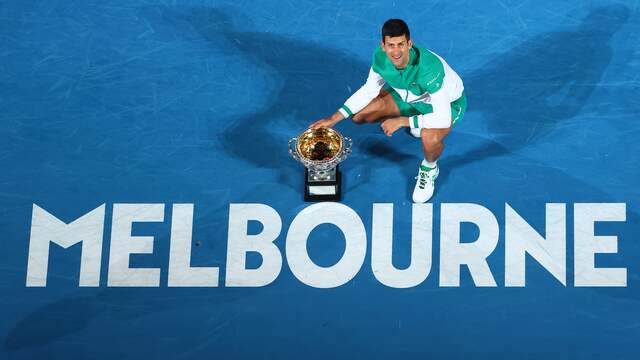 Novak Djokovic schreef dit jaar voor de negende keer de Australian Open op zijn naam.