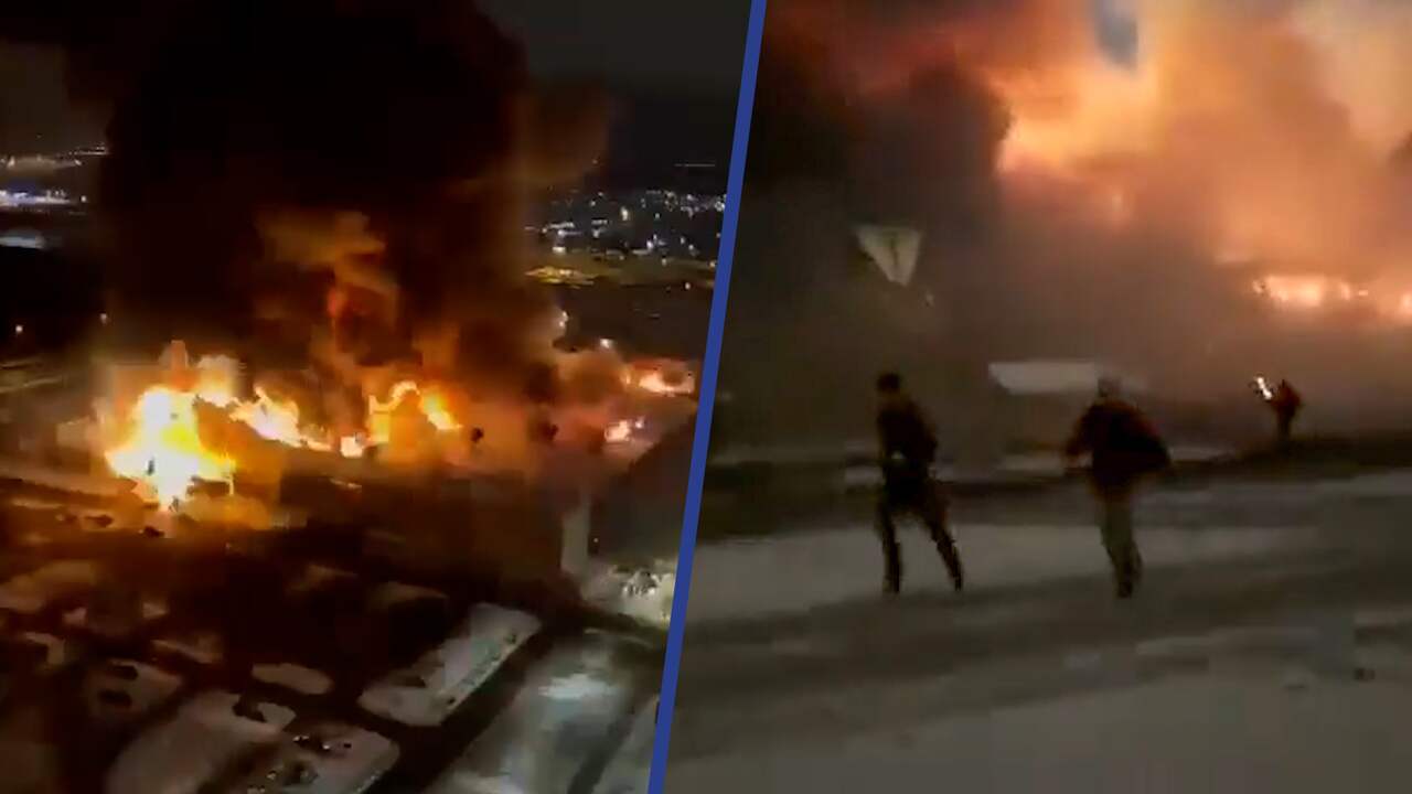 Beeld uit video: Meerdere explosies en grote brand in Russisch winkelcentrum