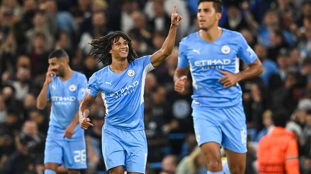 Nathan Aké opende woensdag de score namens Manchester City tegen RB Leipzig.