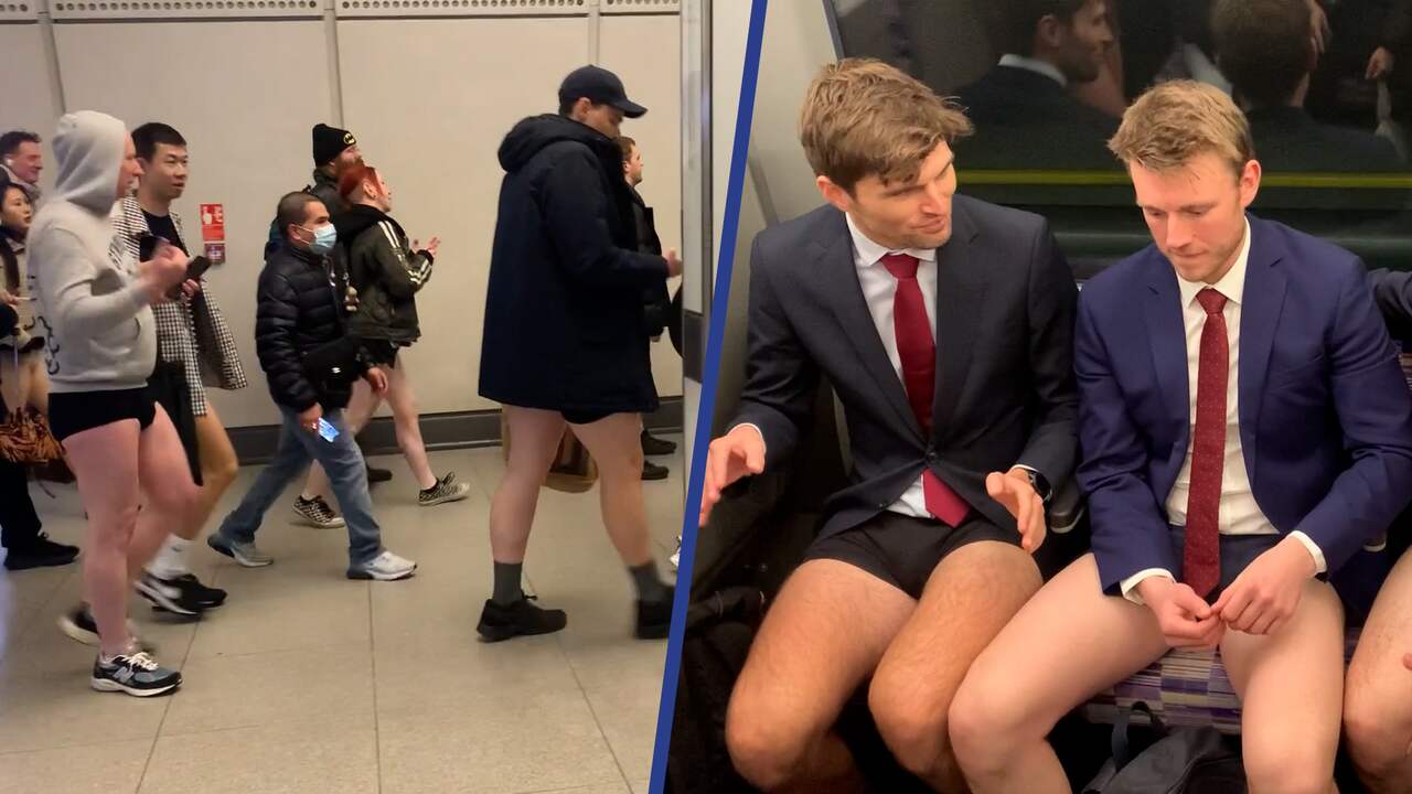 Beeld uit video: Londenaren reizen in hun onderbroek met de metro