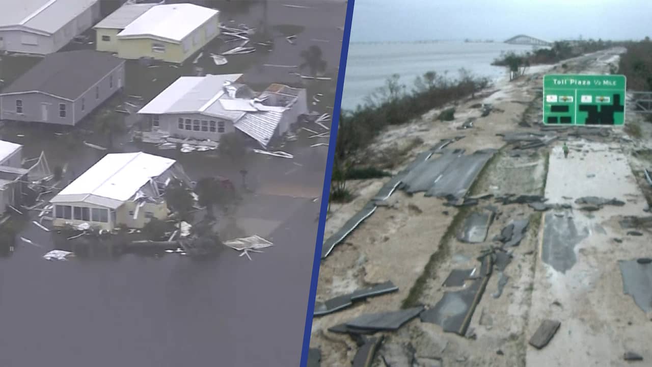 Beeld uit video: Luchtbeelden tonen enorme schade in Florida na orkaan Ian