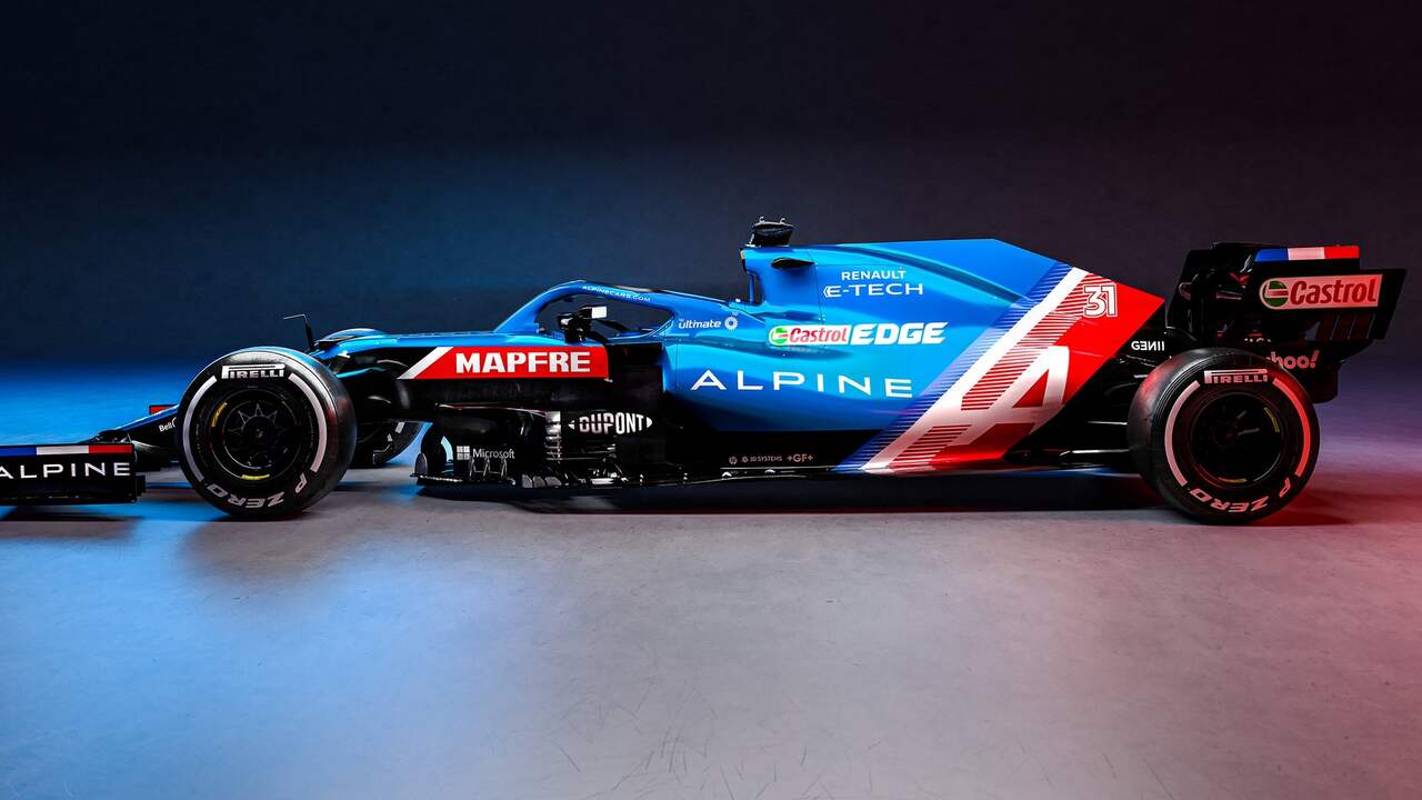 De nieuwe Alpine A521, het strijdwapen van Fernando Alonso en Esteban Ocon.