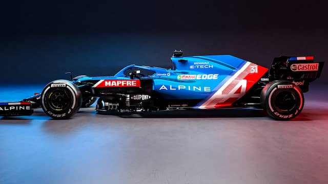 De nieuwe Alpine A521, het strijdwapen van Fernando Alonso en Esteban Ocon.