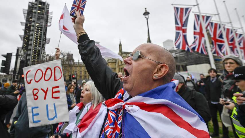 Britten vieren het vertrek van het Verenigd Koninkrijk uit de Europese Unie (aka de Brexit)