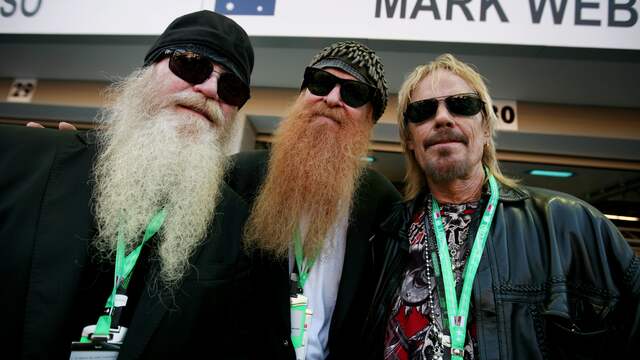 ZZ Top met van links naar rechts Dusty Hill, Billy Gibbons en Frank Beard.