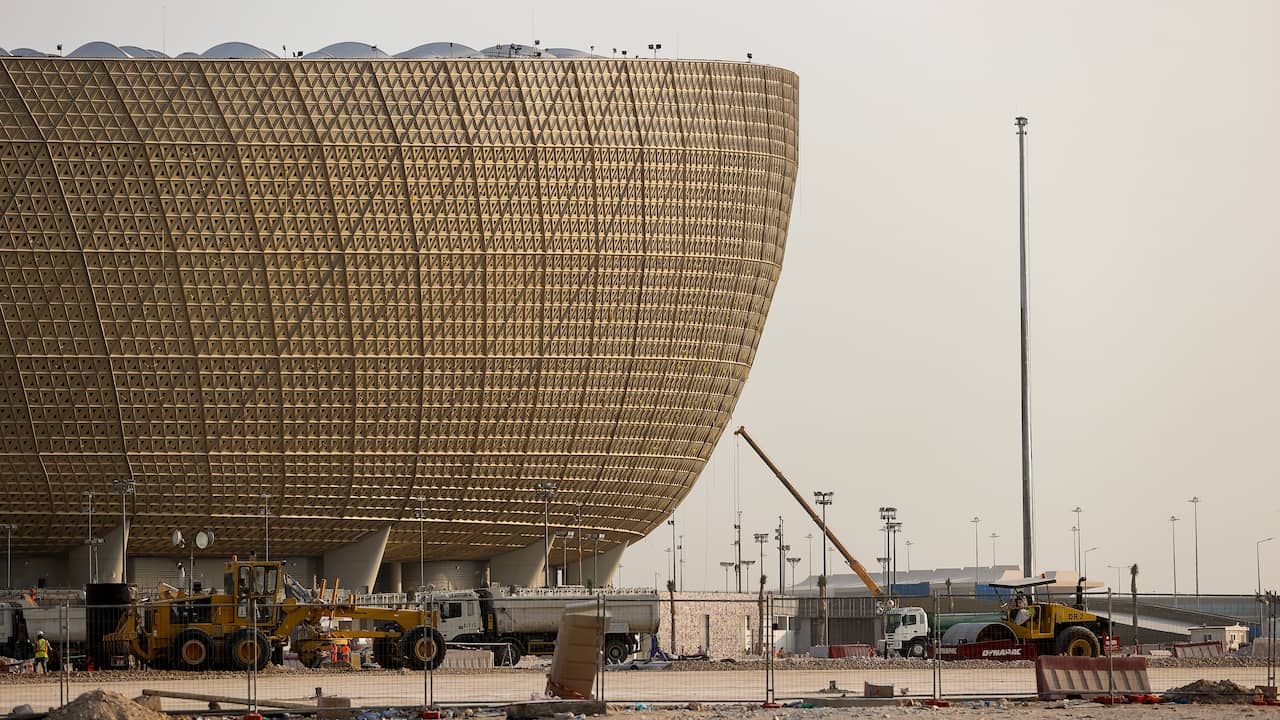 Het Lusail-stadion waar de finale van het WK 2022 wordt gespeeld. In Qatar zijn acht nieuwe stadion gebouwd voor het WK.