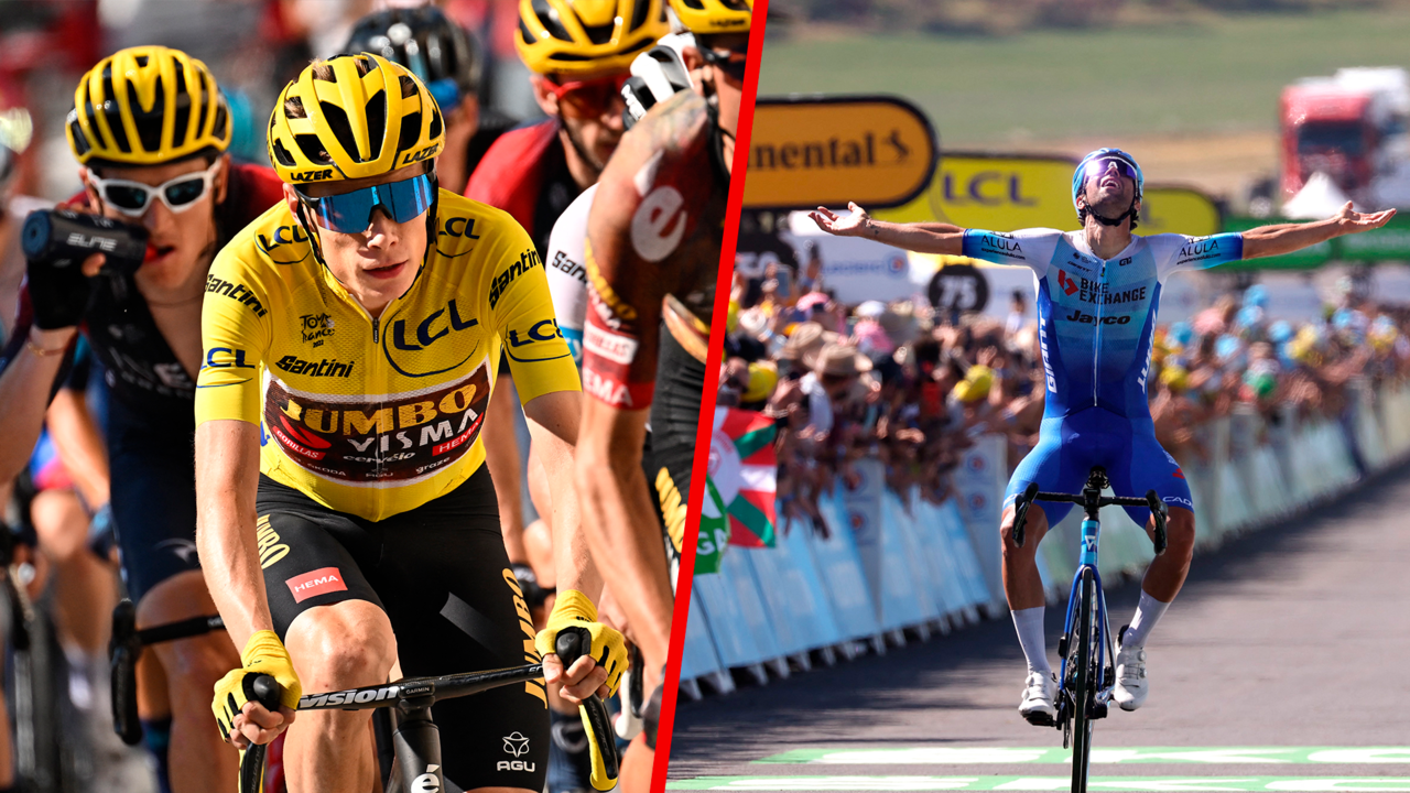 Beeld uit video: Bekijk hoe Matthews en Vingegaard imponeren in Tour-etappe