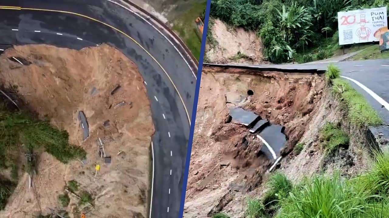 Deel van snelweg in Thailand stort in na aardverschuiving NU.nl foto afbeelding