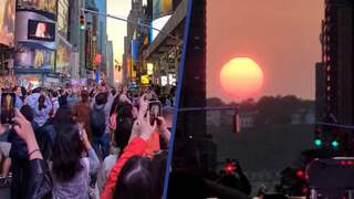 New Yorkers fotograferen massaal 'perfecte' zonsondergang