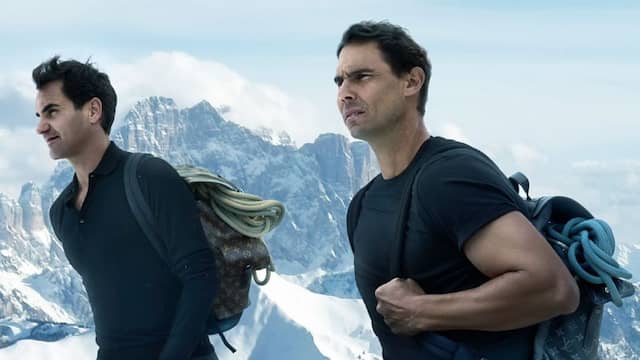 Federer en Nadal beklimmen berg in Dolomieten voor Louis Vuitton