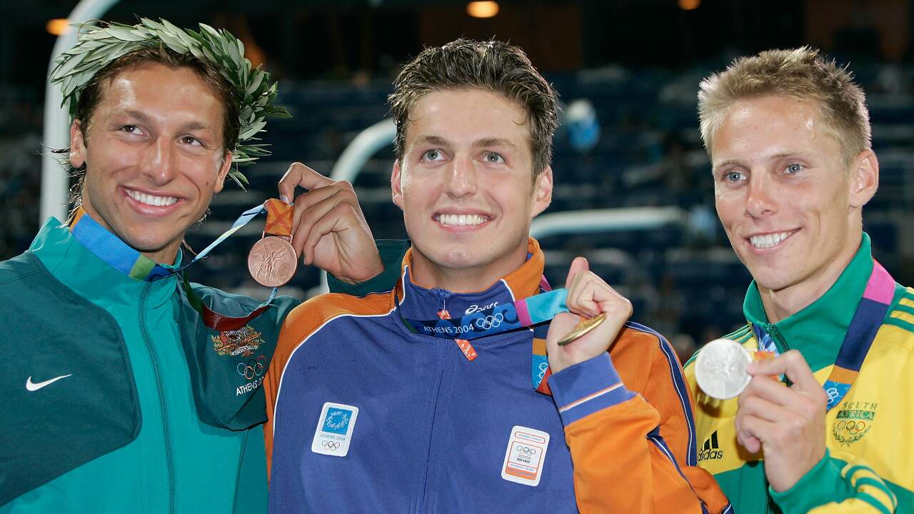 Pieter van den Hoogenband in 2004 met olympisch goud op de 100 meter vrij.