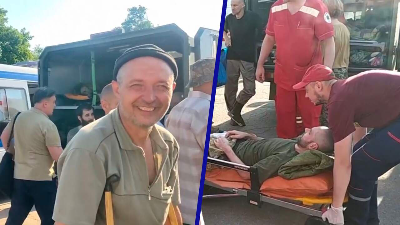 Beeld uit video: Vrijgelaten Oekraïense soldaten komen aan in Kamianske