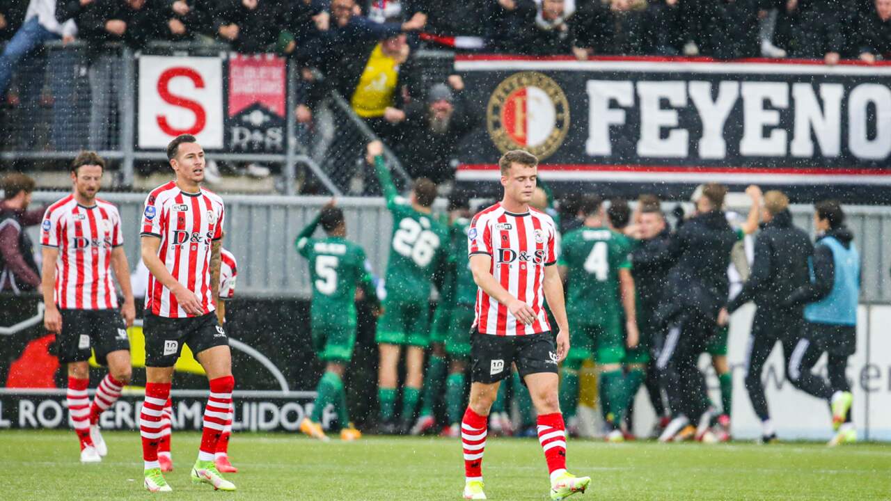 Teleurstelling bij Sparta en vreugde bij Feyenoord na de late treffer van Dessers.