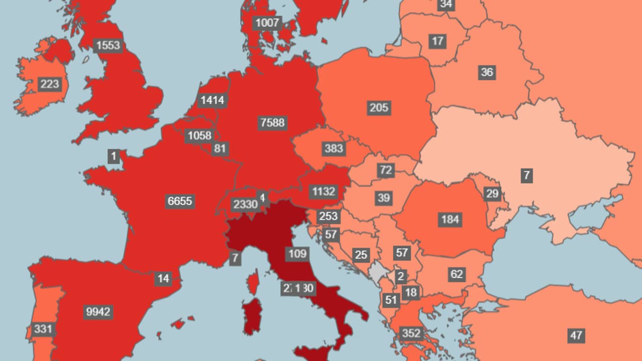Bekijk op deze wereldkaart het aantal bevestigde besmettingen per land | NU - laatste nieuws het eerst op NU.nl