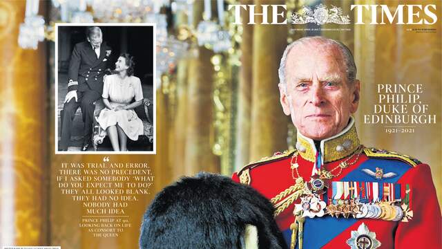 De voorpagina van The Times.
