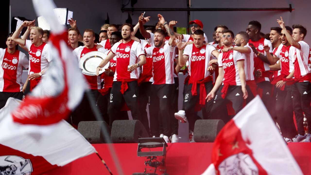De Ajax-selectie werd in 2019 gehuldigd op het Museumplein.