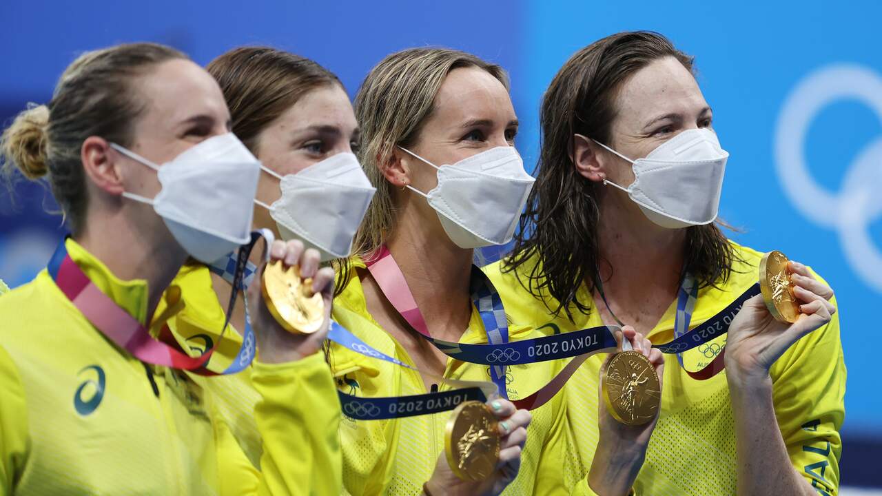 De Australische vrouwen tonen het goud.