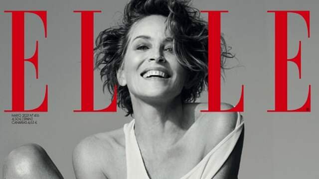 Sharon Stone op de cover van Elle.