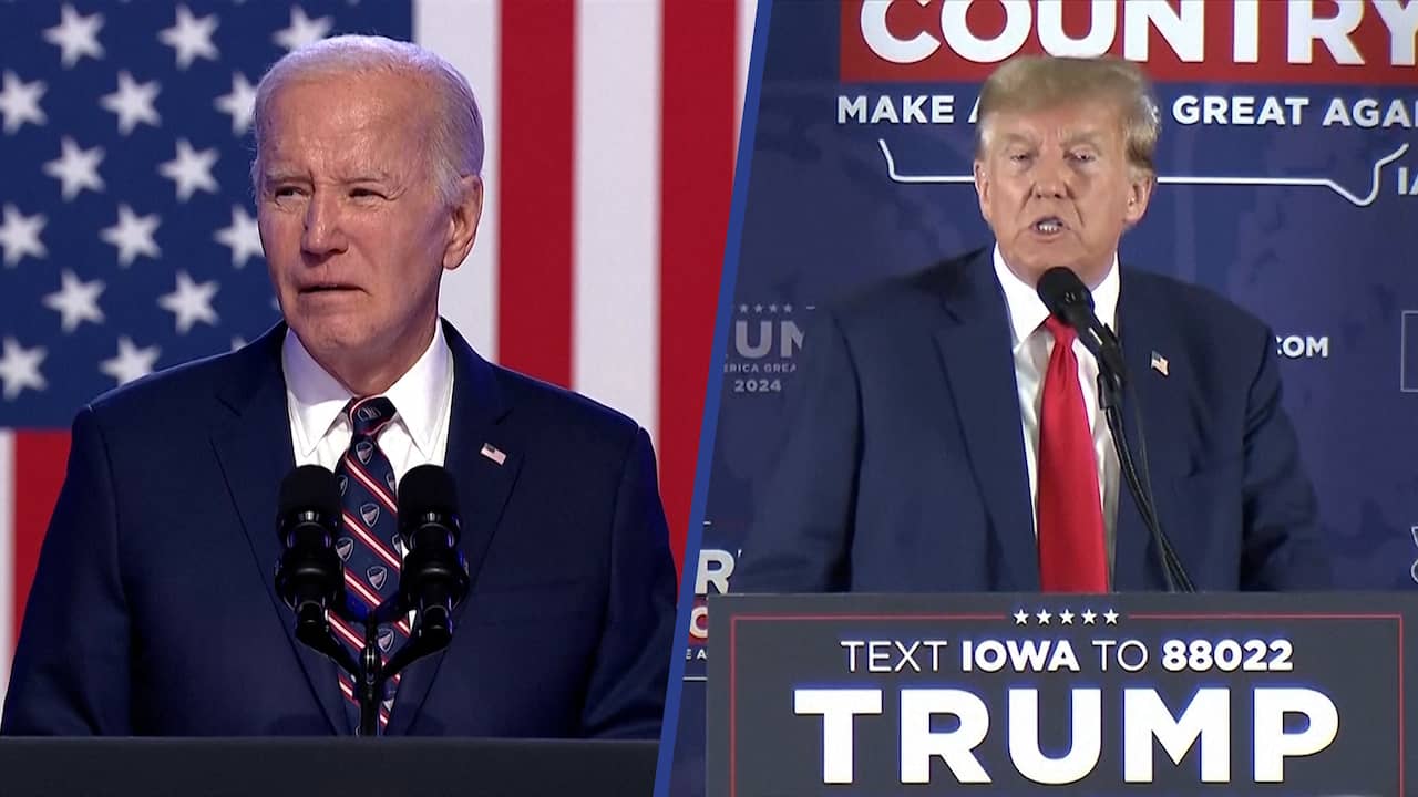 Beeld uit video: Biden en Trump trappen campagne snerend af: 'Slechtste president ooit'
