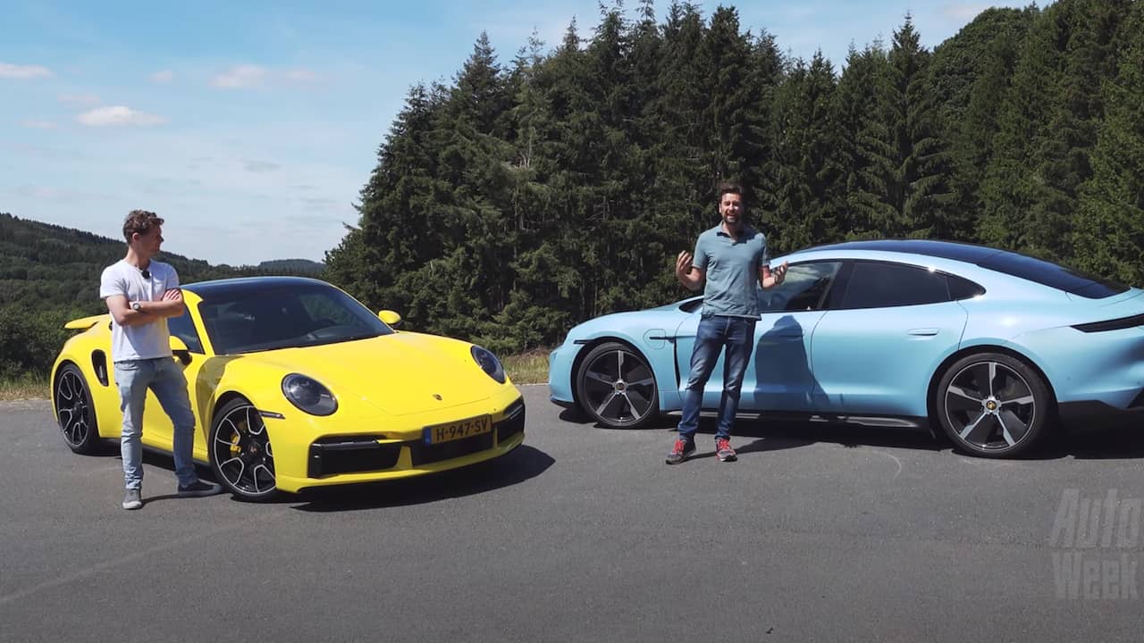 Beeld uit video: Eerste dubbeltest: Porsche Taycan versus Porsche 911