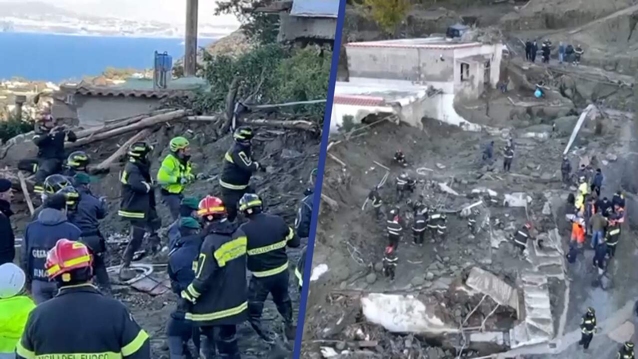 Beeld uit video: Italiaanse hulpdiensten zoeken vermisten na dodelijke aardverschuiving