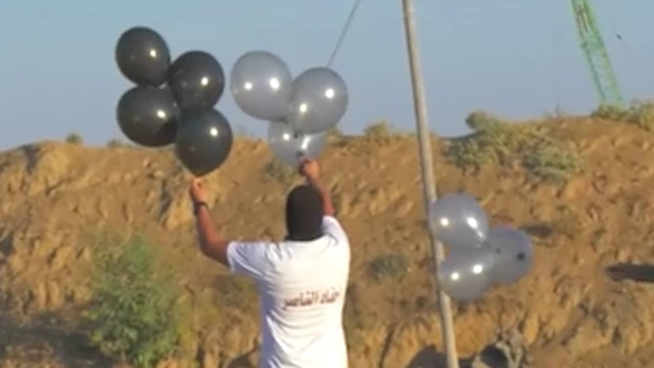 Beeld uit video: Palestijnen laten ballonnen met explosieven op boven Israël