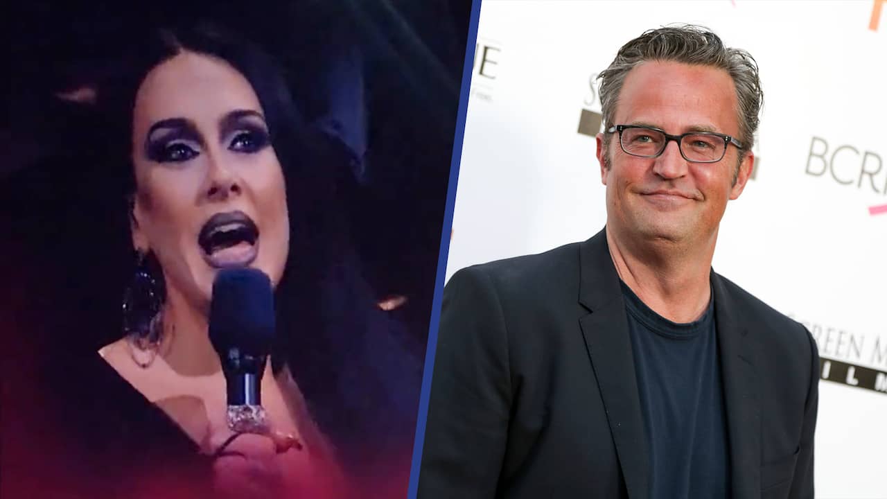 Beeld uit video: Adele brengt ode aan Matthew Perry: 'Hopelijk rust hij nu in vrede'