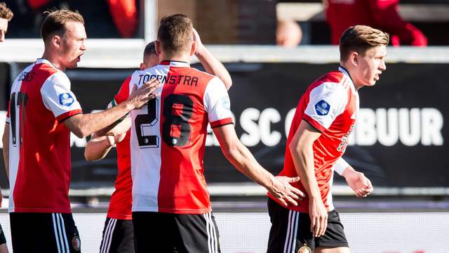 Vreugde bij Feyenoord na een van de treffers.