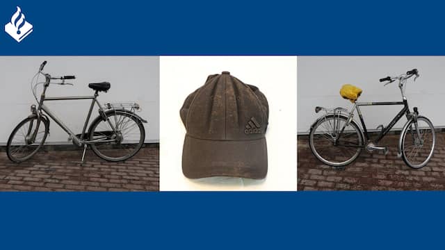 De door de politie vrijgegeven foto's van de fietsen en de pet.