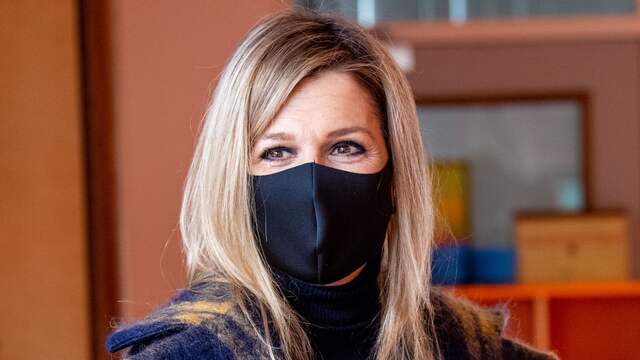 Máxima tijdens een werkbezoek aan een school in Rotterdam.