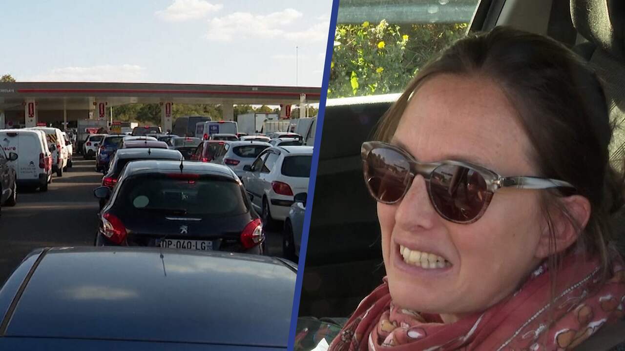 Beeld uit video: Fransen in de file door benzinetekort bij tankstations