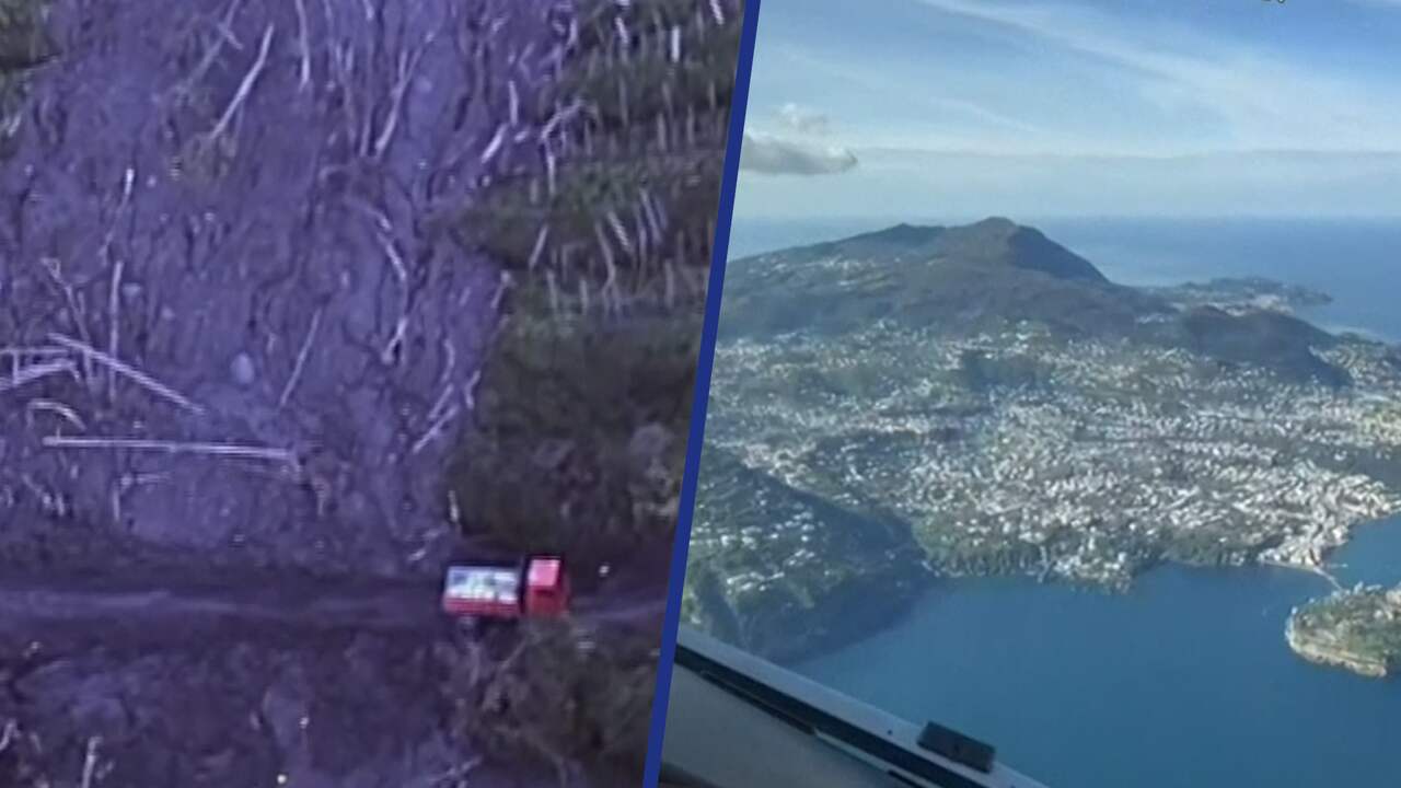 Beeld uit video: Luchtbeelden tonen spoor van dodelijke aardverschuiving Italië