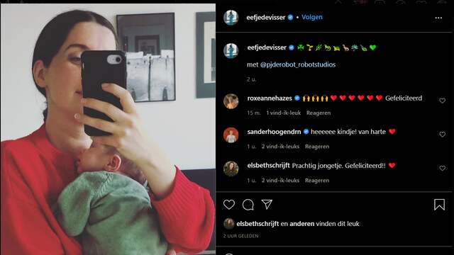 Eefje de Visser deelt op Instagram een foto met haar baby.