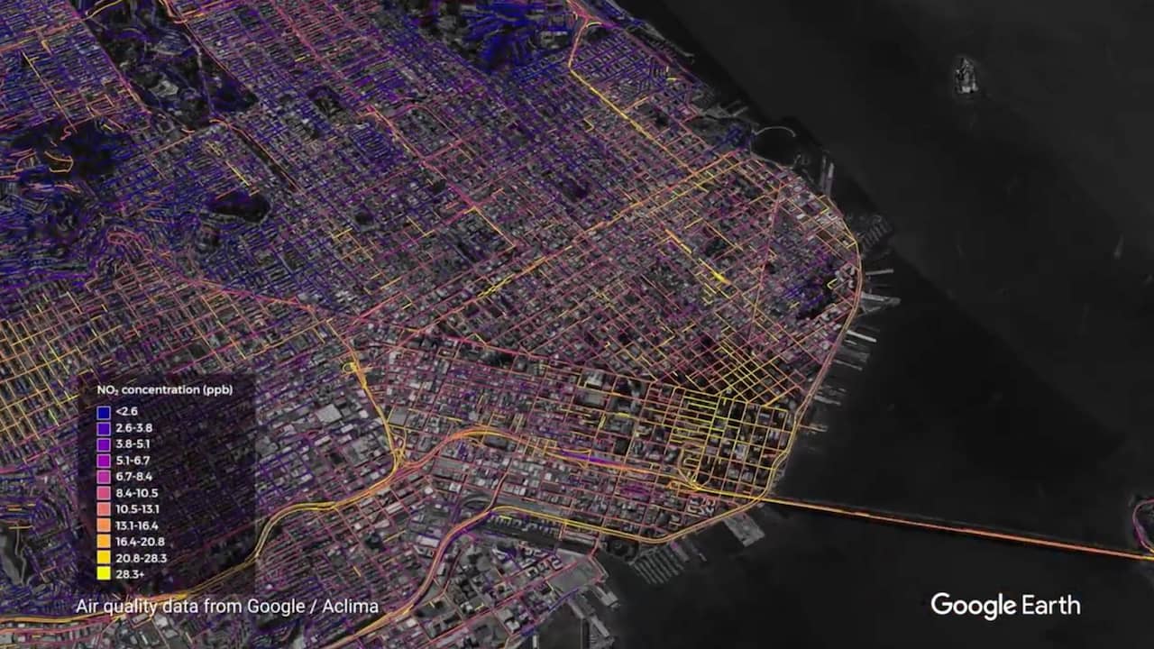Beeld uit video: Luchtvervuiling Californië nu te zien in Google Earth